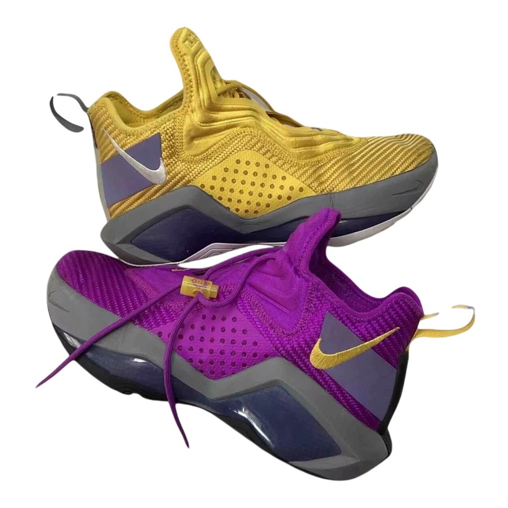 Nike LeBron Soldier 14 Mens Sz 7.5 Basketball Shoes Lakers Purple Yellow CK6024